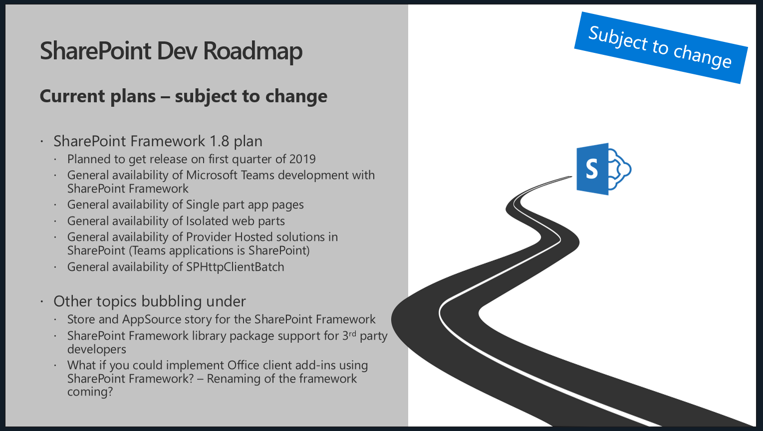 Current plan. Роадмэп. 2019 SHAREPOINT Framework. What is Single-Page application. Supporting Part.