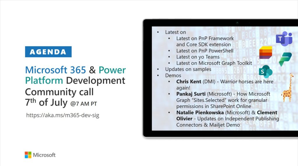 Power Platform & M365 Dev Community Call – July 7th, 2022 – Screenshot Summary