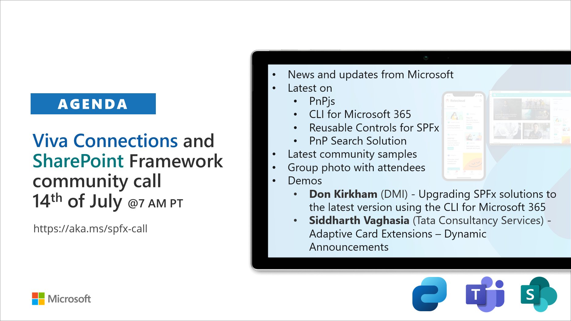SharePoint PnP Viva Connections & SPFx JS SIG Call – July 14th, 2022 – Screenshot Summary