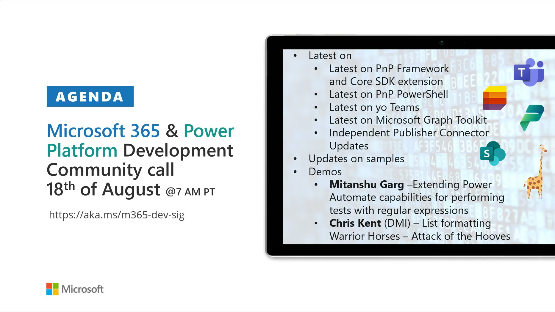 Power Platform & M365 Dev Community Call – August 18th, 2022 – Screenshot Summary