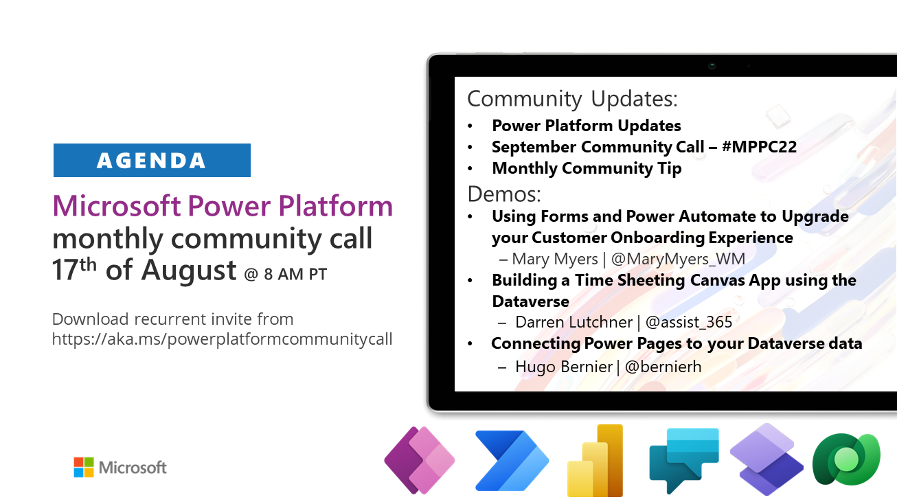 Power Platform Community Call – August 2022 – Screenshot Summary