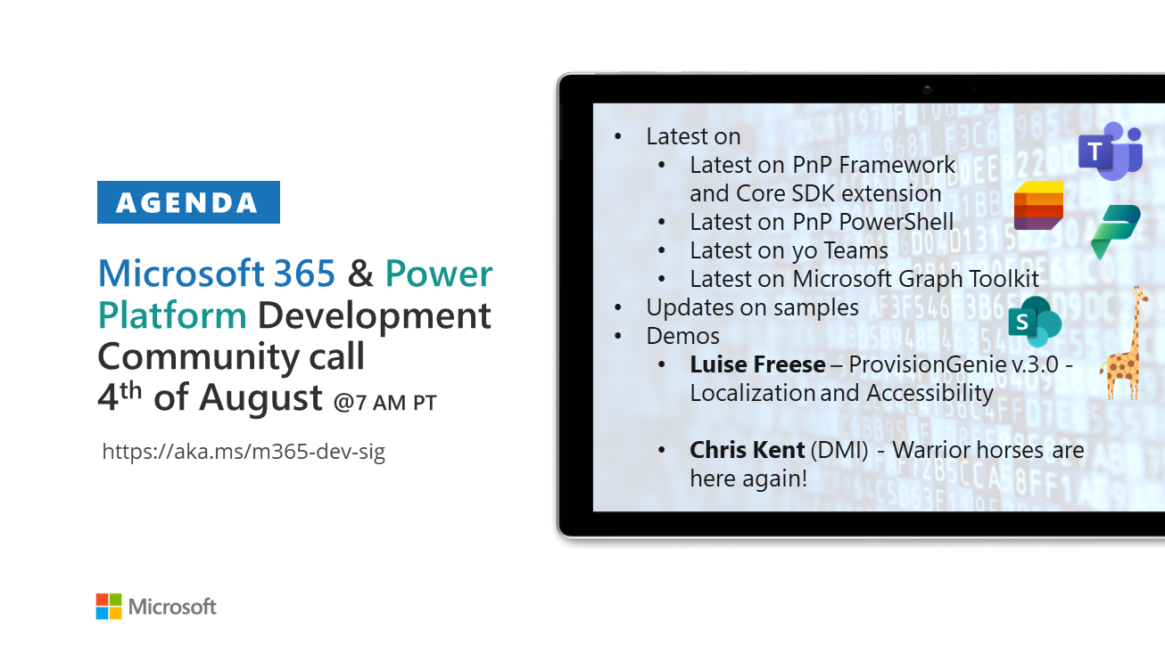 Power Platform & M365 Dev Community Call – August 4th, 2022 – Screenshot Summary
