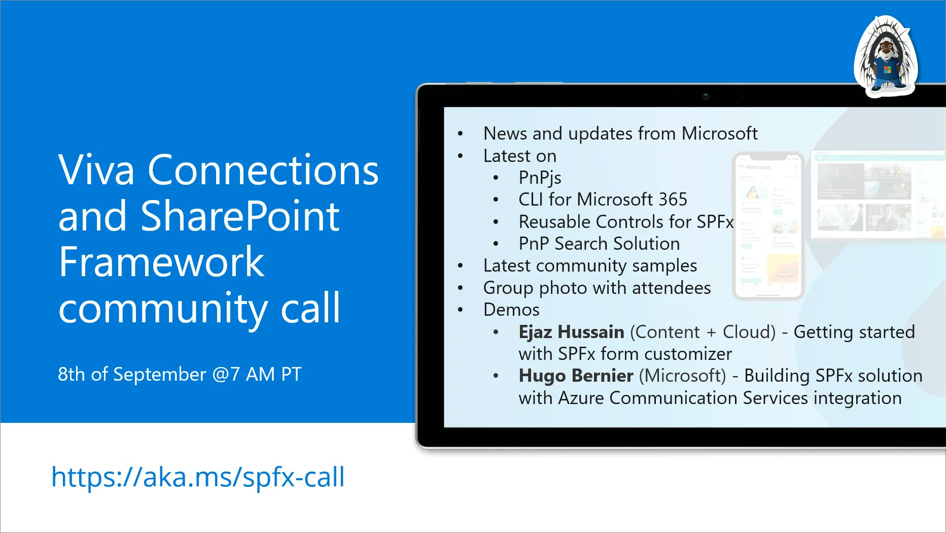 SharePoint PnP Viva Connections & SPFx JS SIG Call – September 8th, 2022 – Screenshot Summary