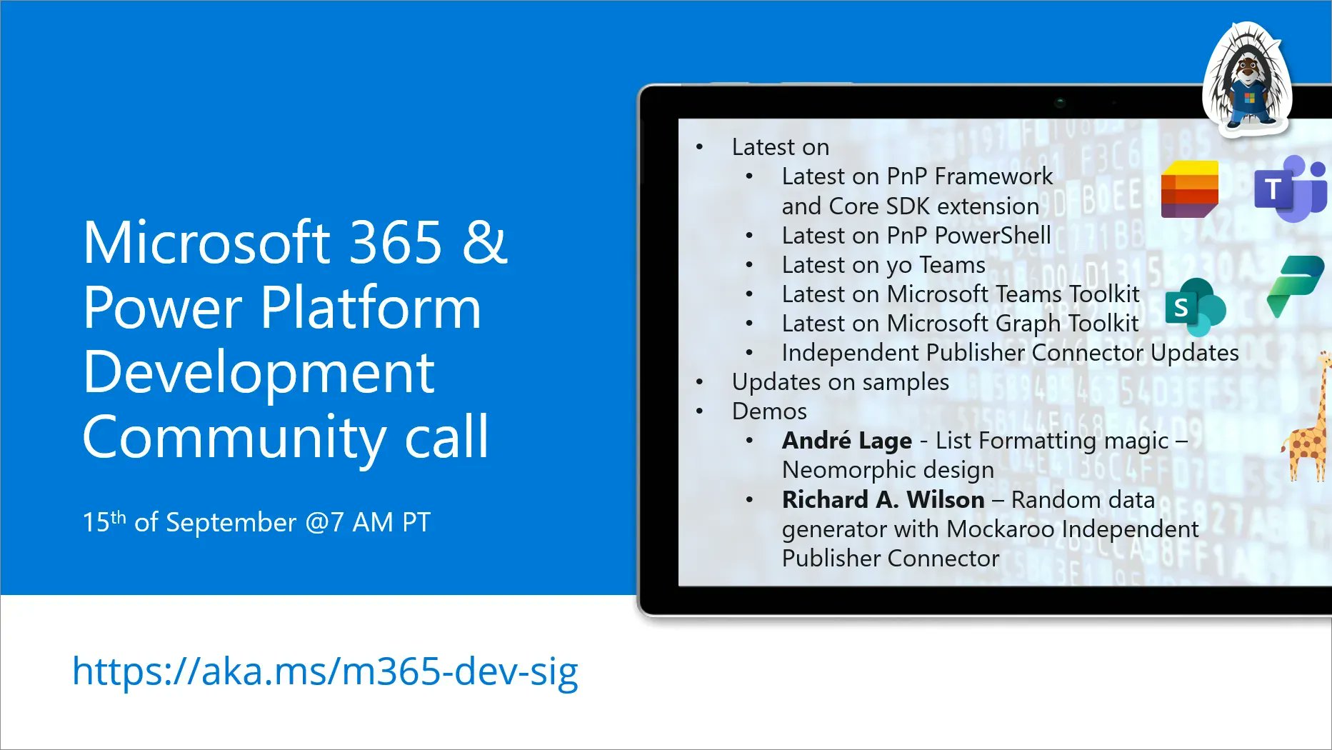 Power Platform & M365 Dev Community Call – September 15th, 2022 – Screenshot Summary