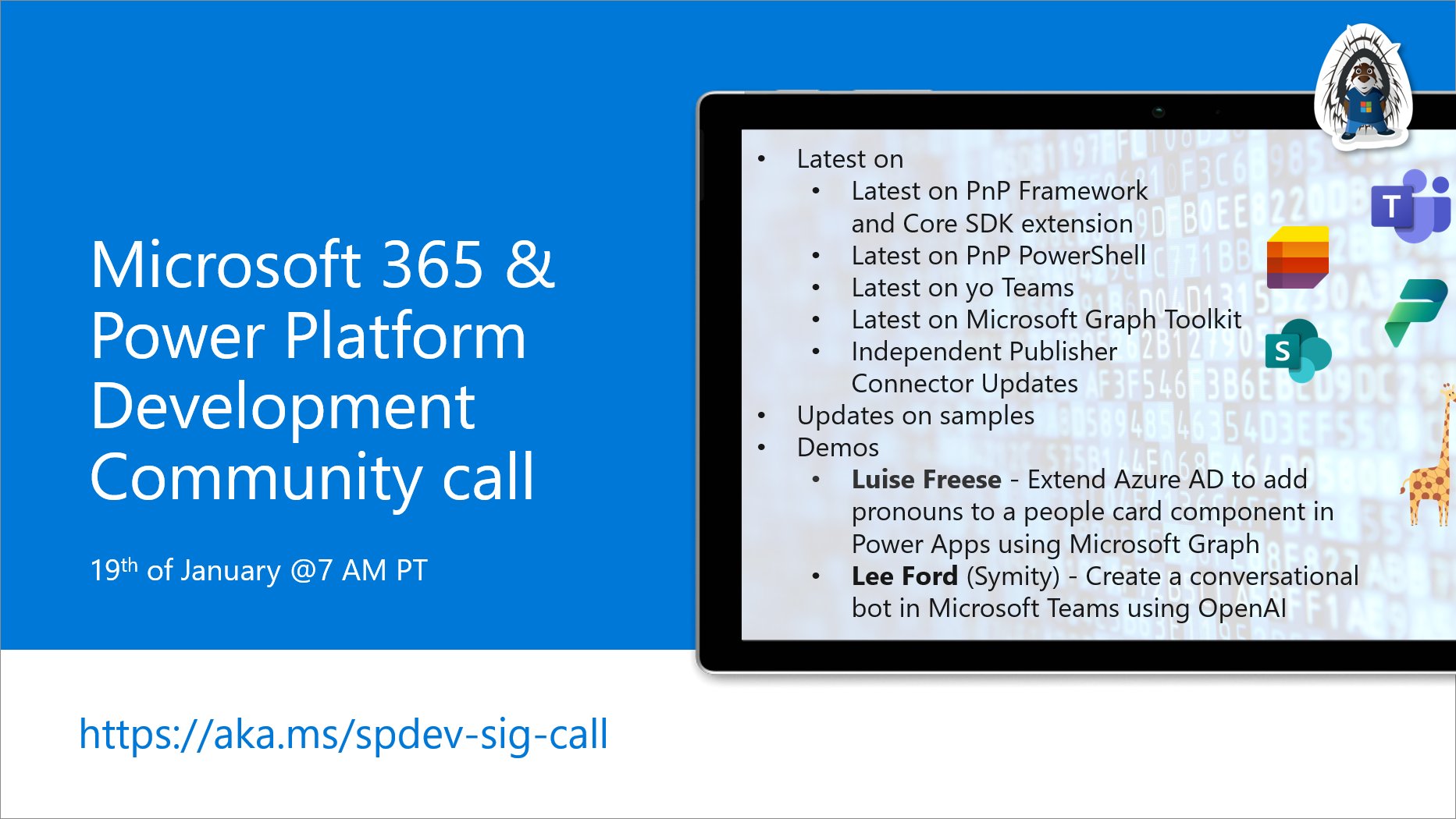 Power Platform & M365 Dev Community Call – January 19th, 2023 – Screenshot Summary