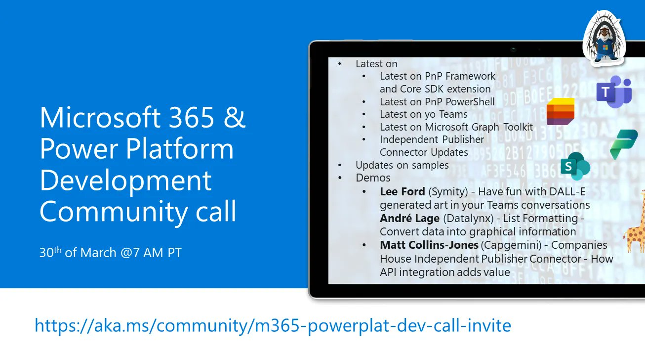 Power Platform & M365 Dev Community Call – March 30th, 2023 – Screenshot Summary