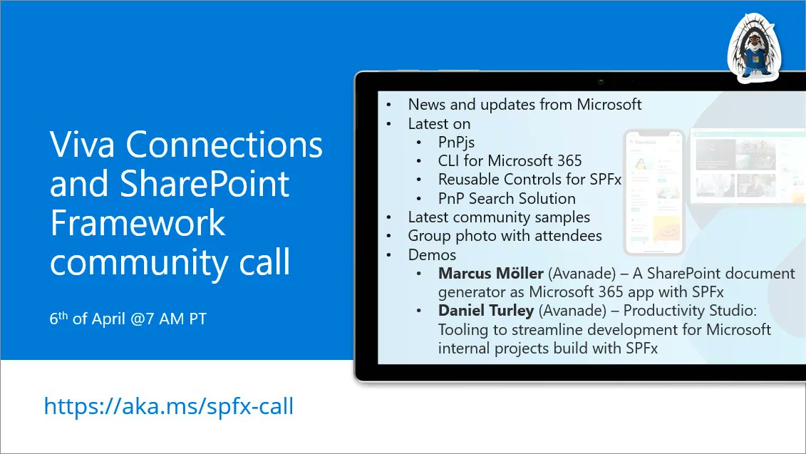 SharePoint PnP Viva Connections & SPFx JS SIG Call – April 6th, 2023 – Screenshot Summary