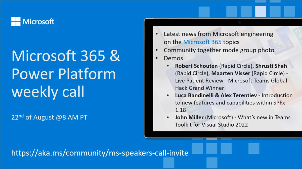Microsoft 365 & Power Platform Call (Microsoft Speakers) – August 22nd, 2023 – Screenshot Summary