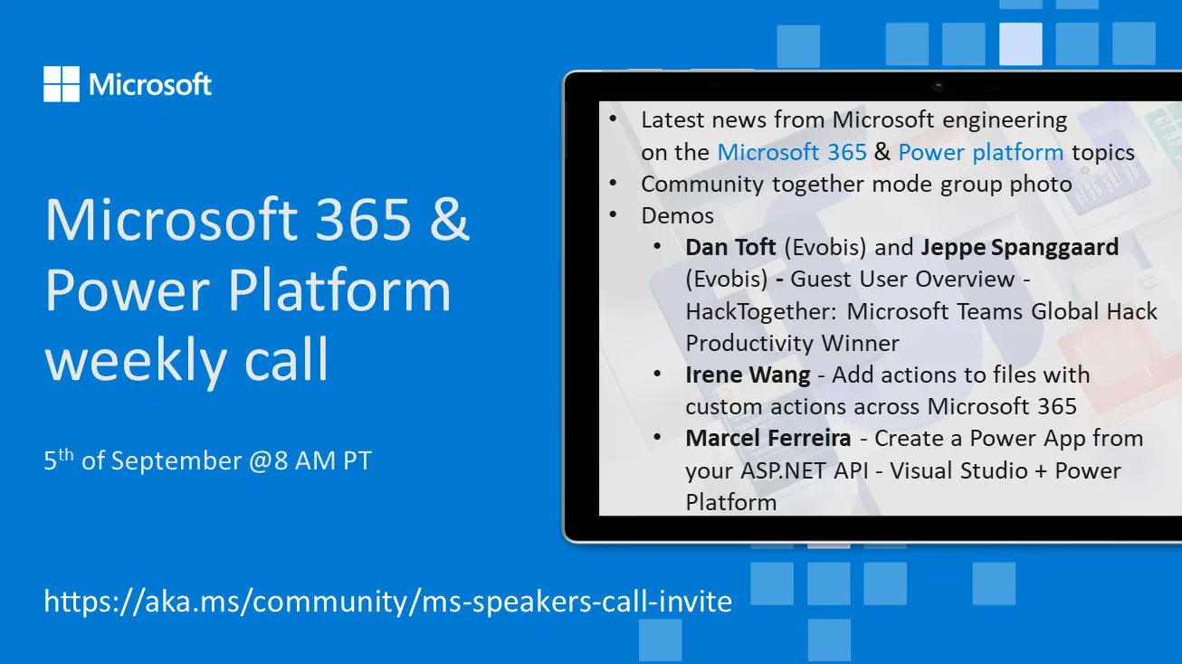 Microsoft 365 & Power Platform Call (Microsoft Speakers) – September 5th, 2023 – Screenshot Summary