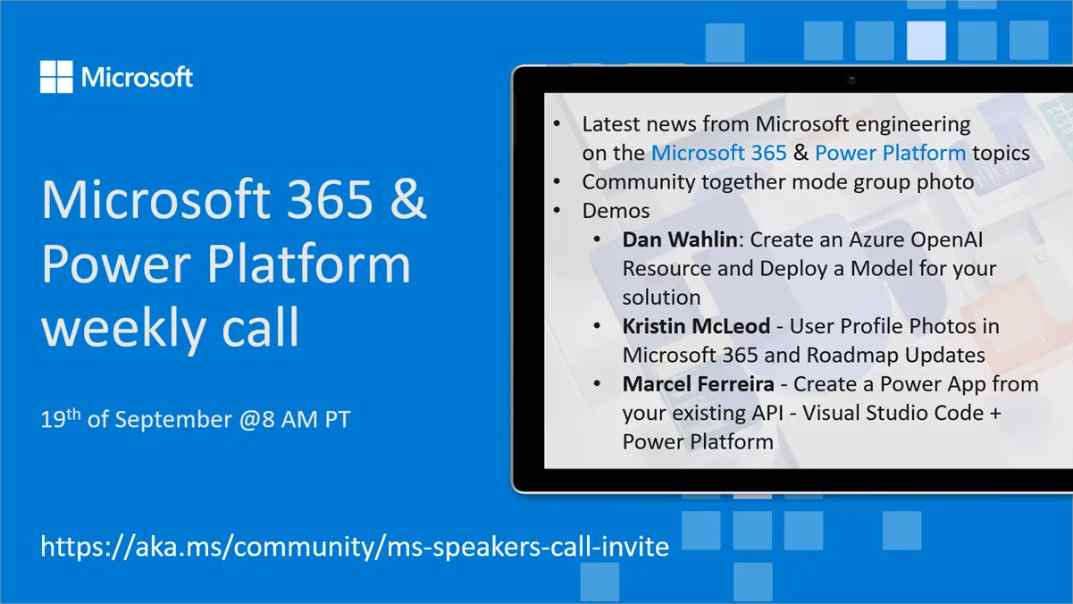 Microsoft 365 & Power Platform Call (Microsoft Speakers) – September 19th, 2023 – Screenshot Summary