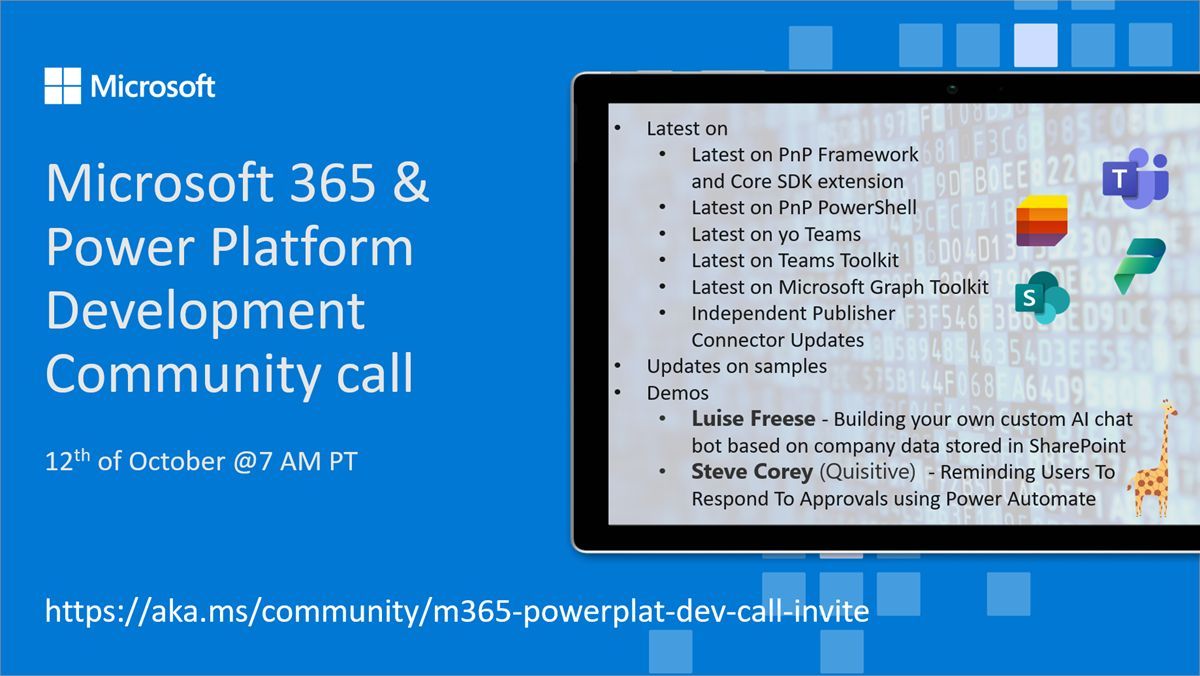 Power Platform & M365 Dev Community Call – October 12th, 2023 – Screenshot Summary