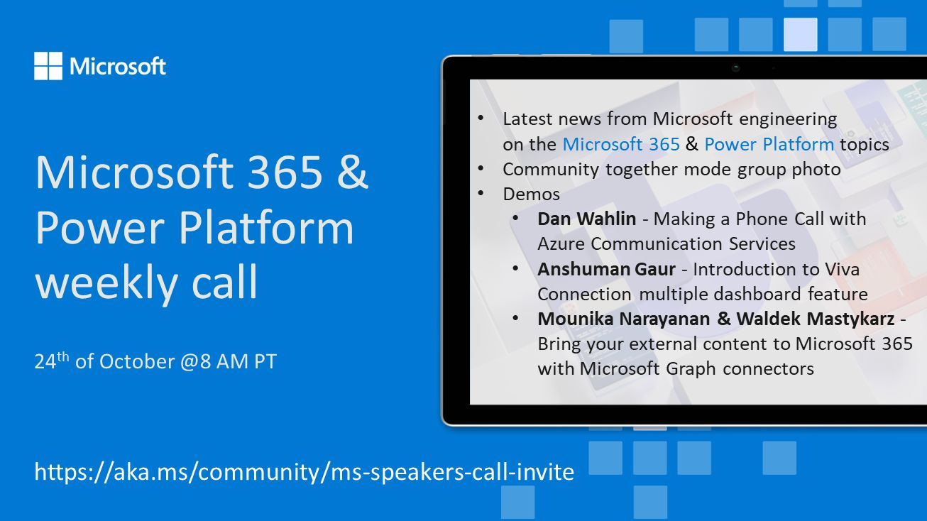 Microsoft 365 & Power Platform Call (Microsoft Speakers) – October 24th, 2023 – Screenshot Summary