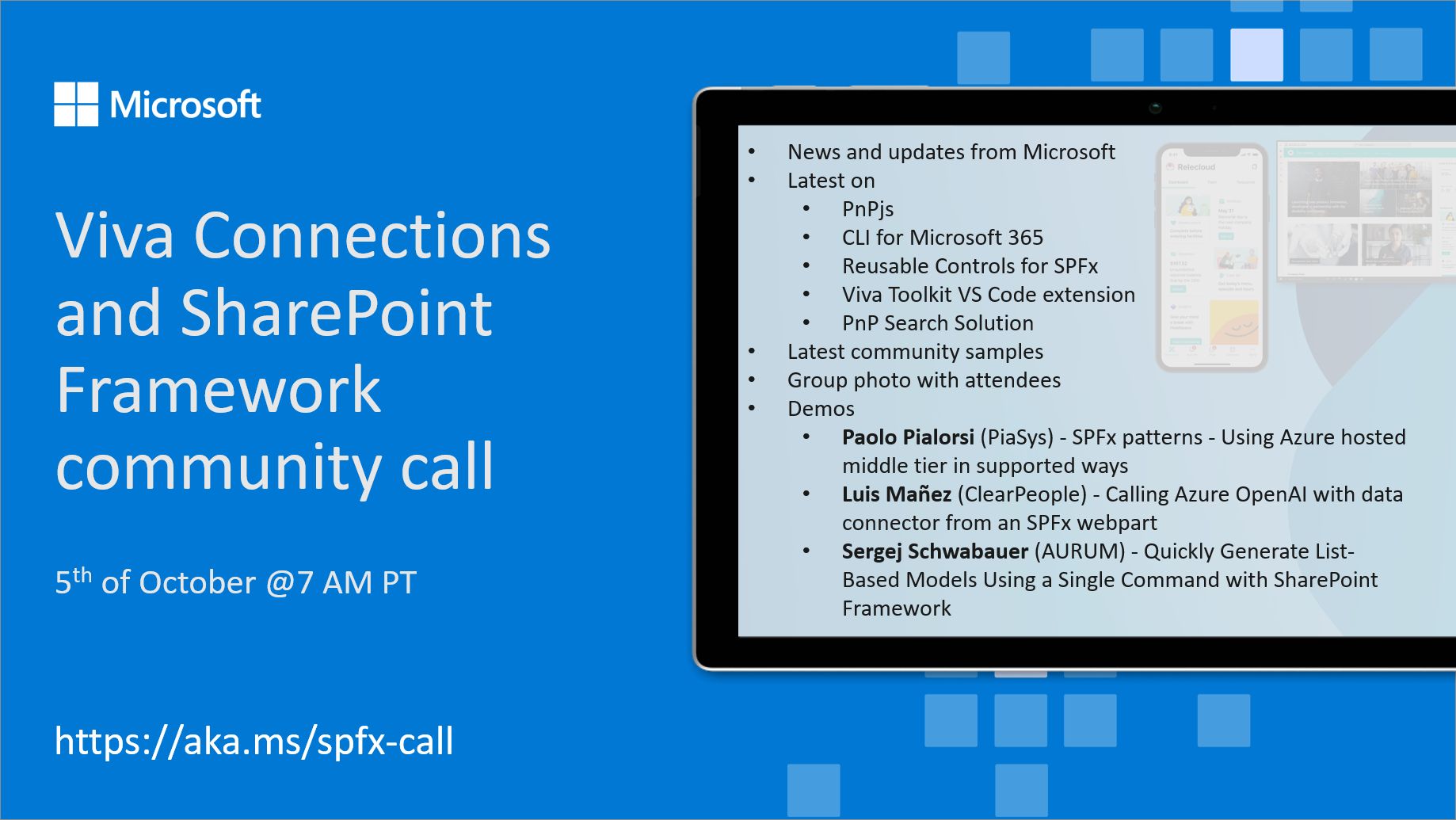 SharePoint PnP Viva Connections & SPFx JS SIG Call – October 5th, 2023 – Screenshot Summary