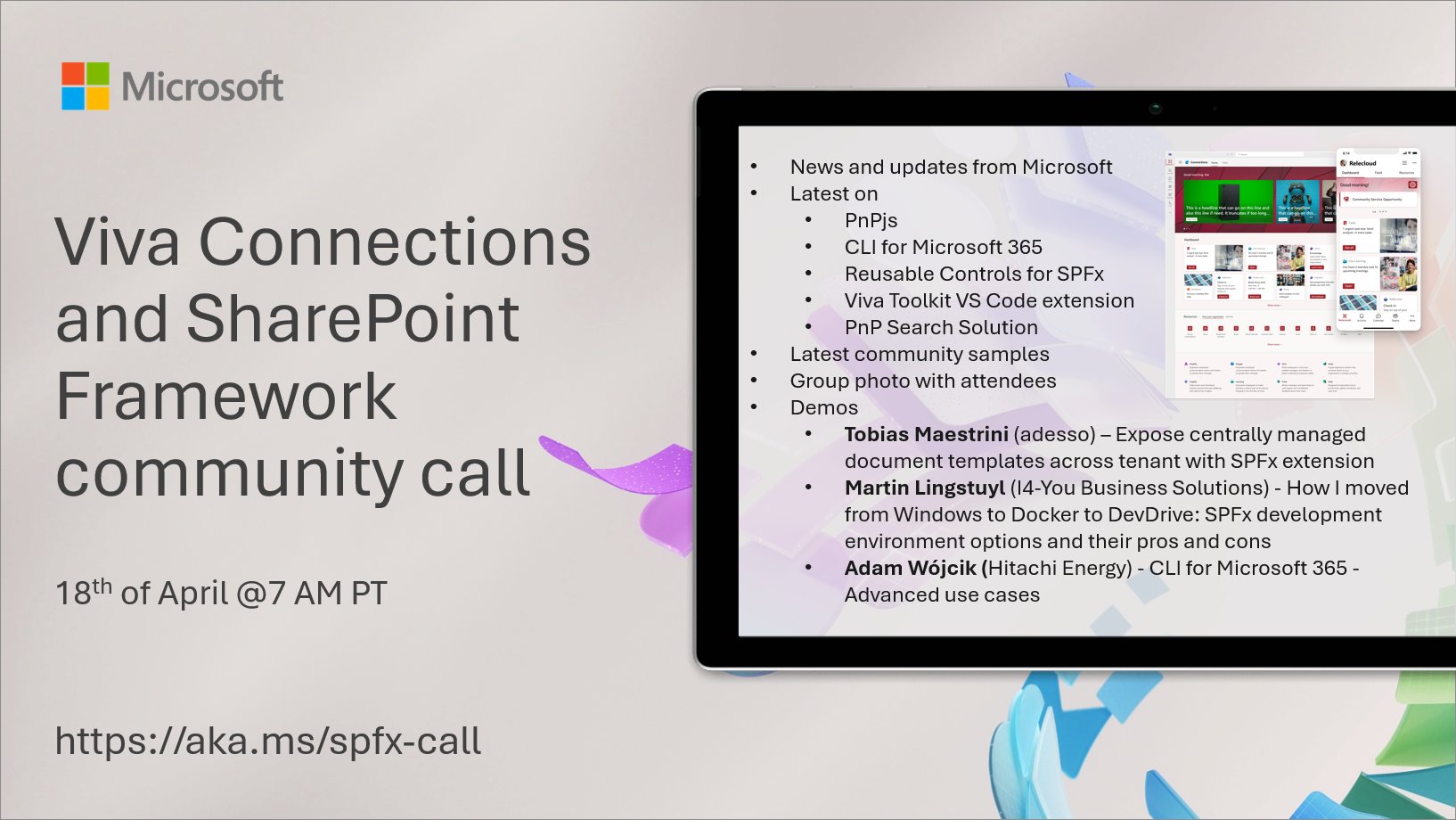 SharePoint PnP Viva Connections & SPFx JS SIG Call – April 18th, 2024 – Screenshot Summary