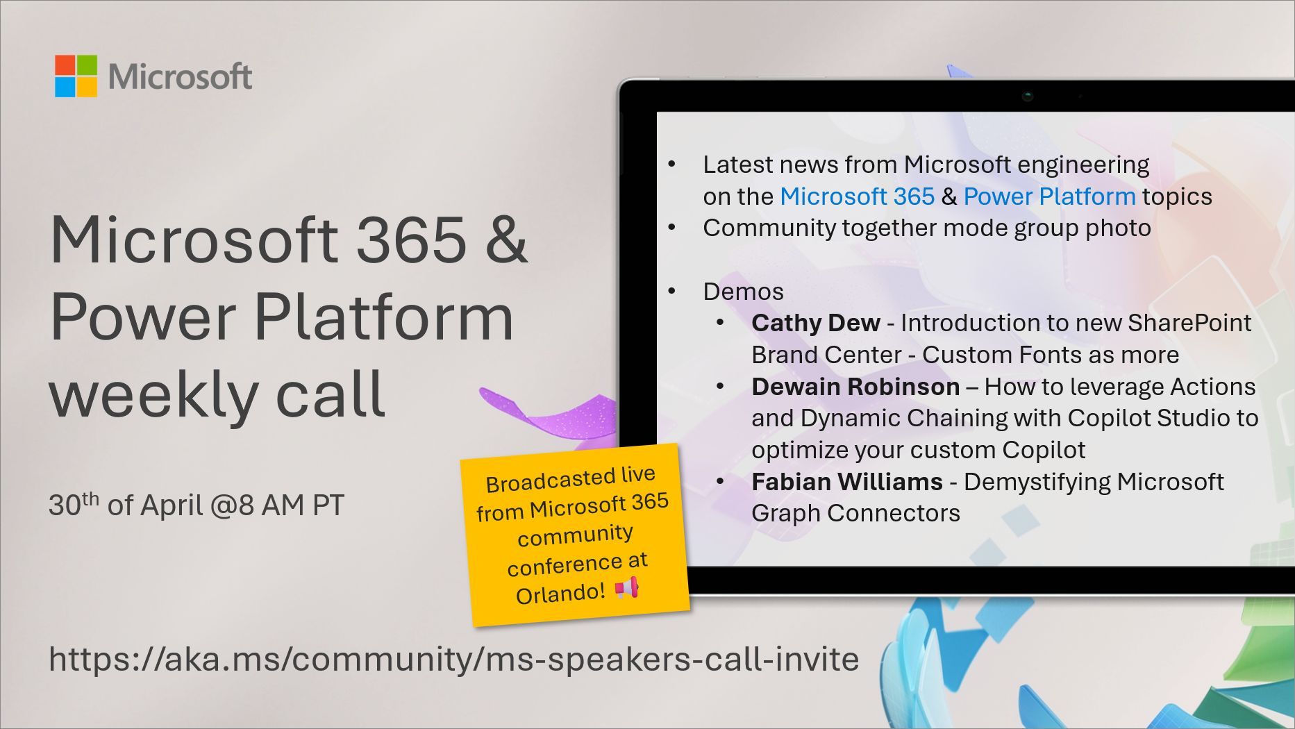 Microsoft 365 & Power Platform Call - April 30, 2024 | Screenshot Summary