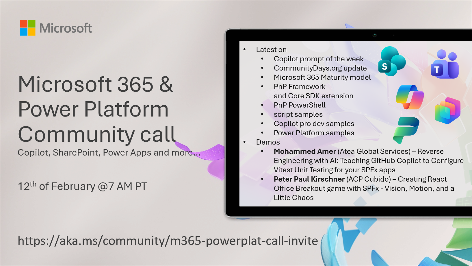 Microsoft 365 & Power Platform Community Call – February 12th, 2026 – Screenshot Summary