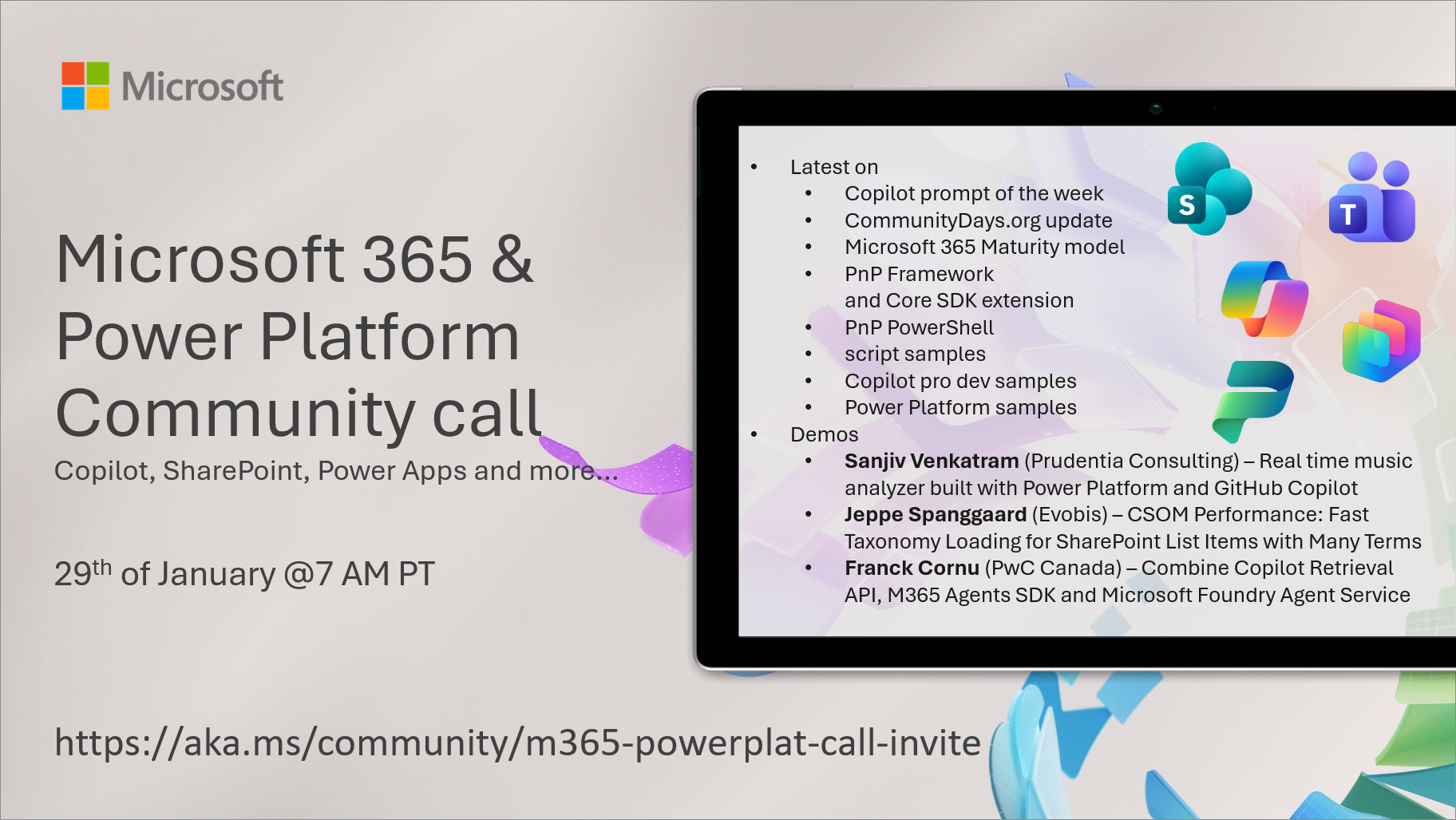 Microsoft 365 & Power Platform Community Call – January 29th, 2026 – Screenshot Summary