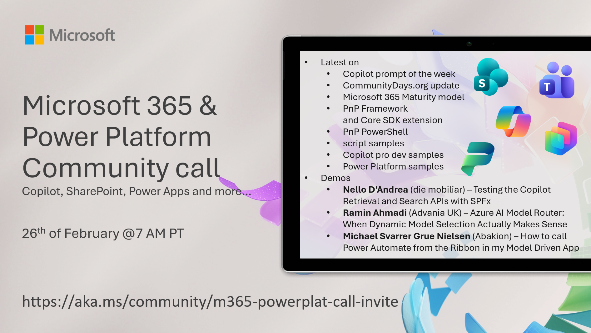 Microsoft 365 & Power Platform Community Call – February 26th, 2026 – Screenshot Summary