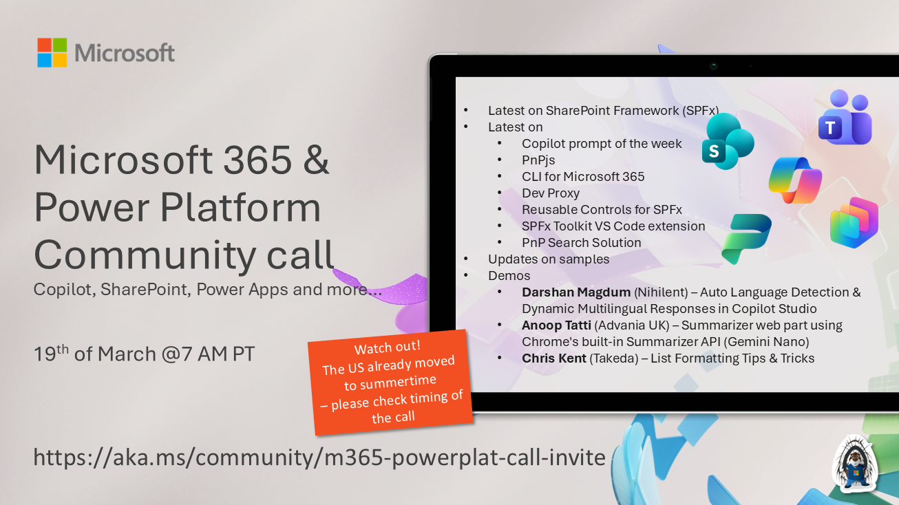 Microsoft 365 & Power Platform Community Call – March 19th, 2026 – Screenshot Summary