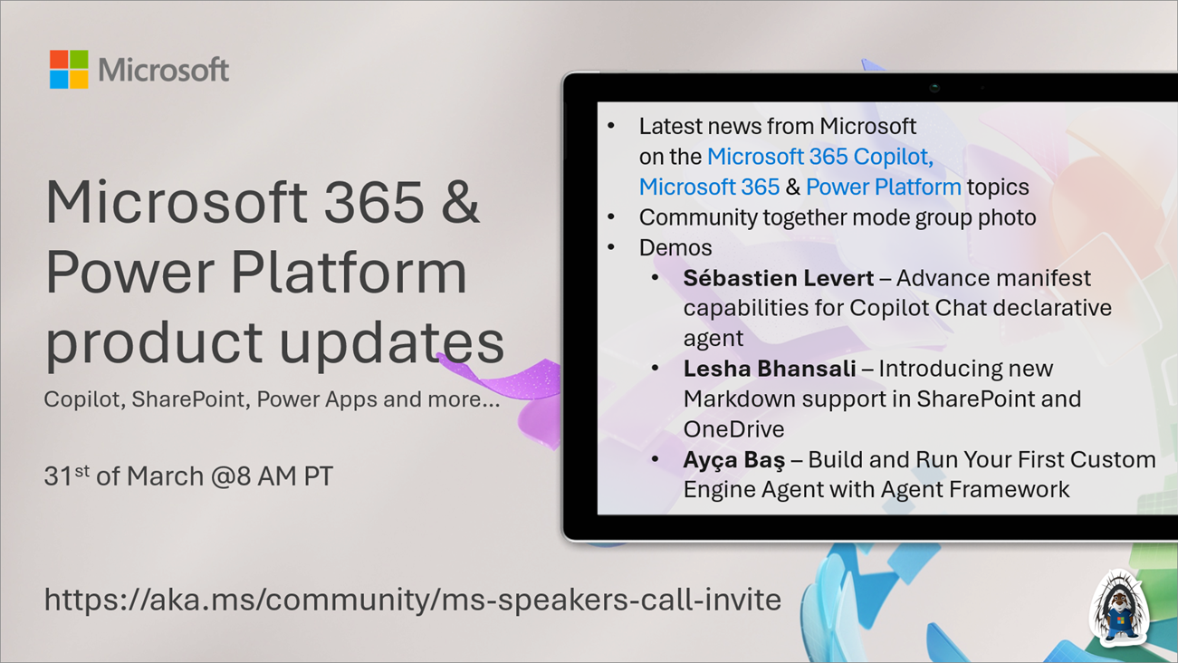 Microsoft 365 & Power Platform Call (Microsoft Speakers) – March 31st, 2026 – Screenshot Summary
