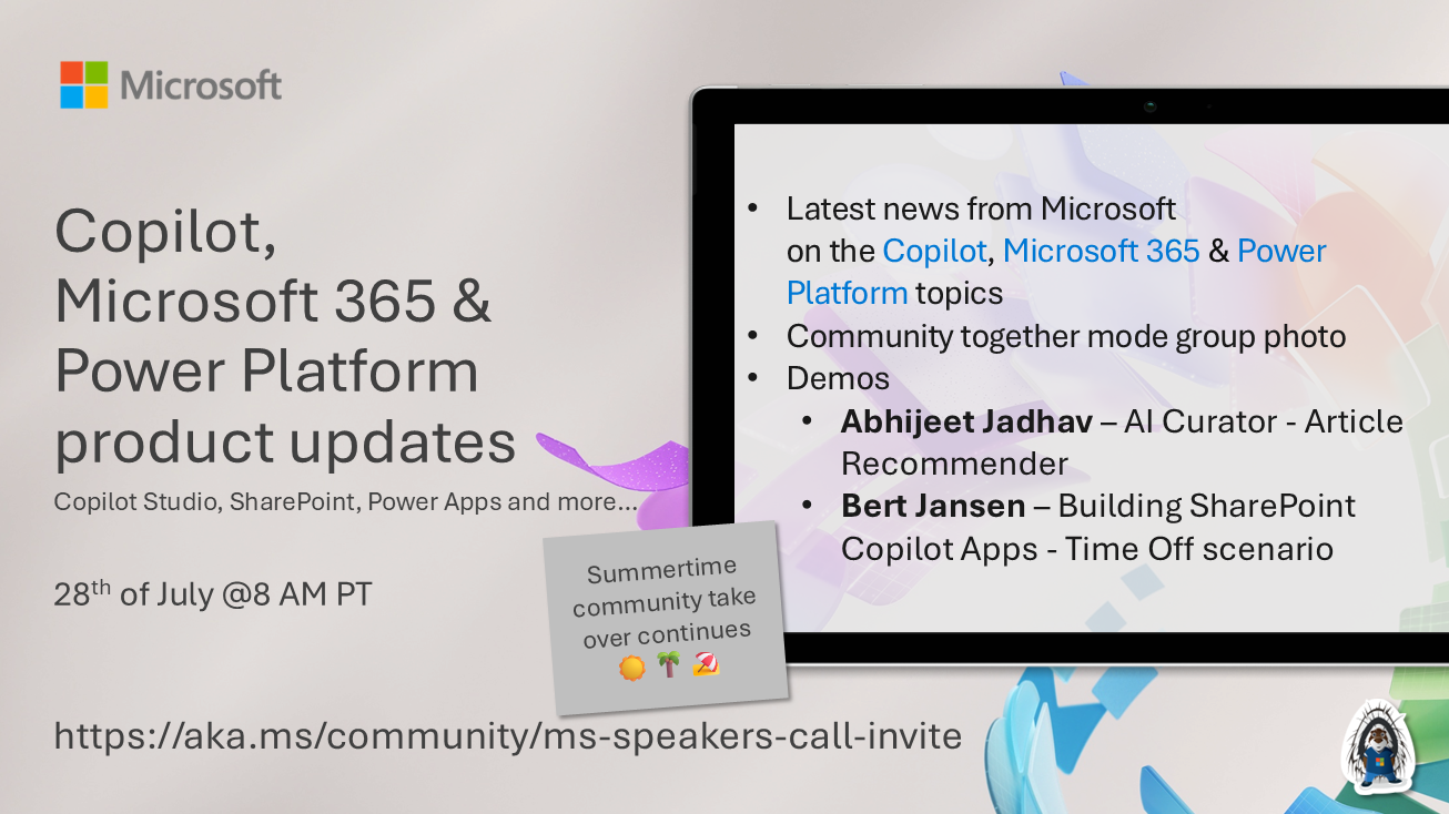 Microsoft 365 & Power Platform Call (Microsoft Speakers) – July 28th, 2026 – Screenshot Summary