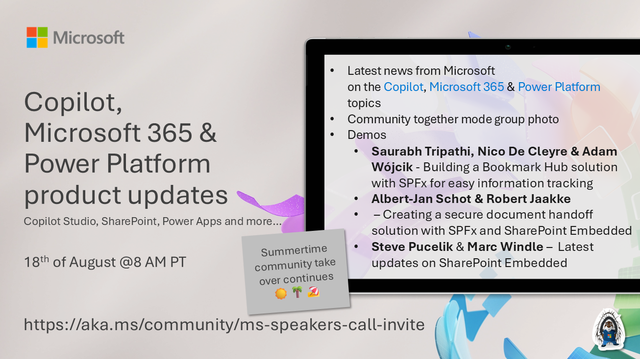 Microsoft 365 & Power Platform Call (Microsoft Speakers) – August 18th, 2026 – Screenshot Summary