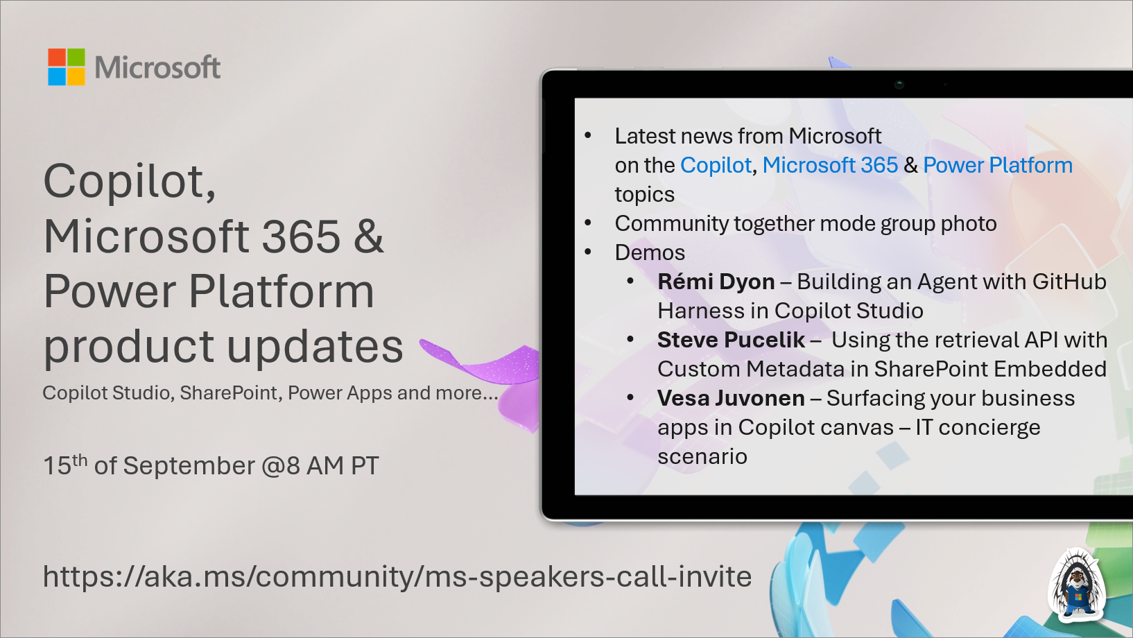 Microsoft 365 & Power Platform Call (Microsoft Speakers) – September 15th, 2026 – Screenshot Summary