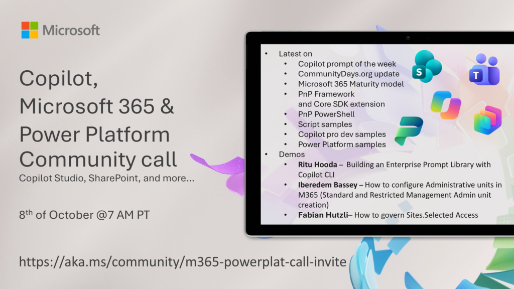 Microsoft 365 & Power Platform Community Call – October 8th, 2026 – Screenshot Summary