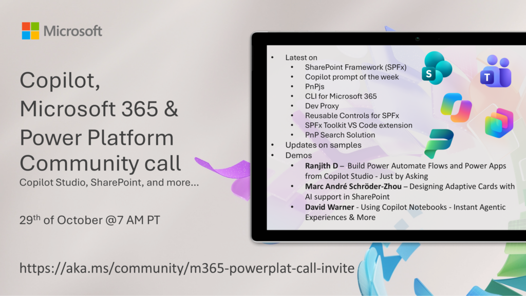 Microsoft 365 & Power Platform Community Call – October 29th, 2026 – Screenshot Summary
